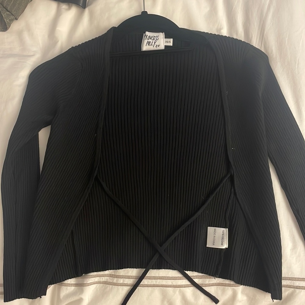 Black long sleeve with tie in front